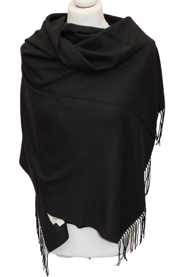 Juodas vidutinio storumo šiltas šalikas s888