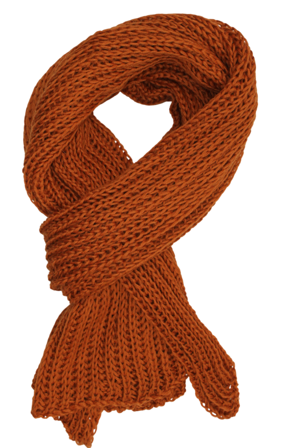 Megztas ilgas šalikas su vilna  rudas ryžas