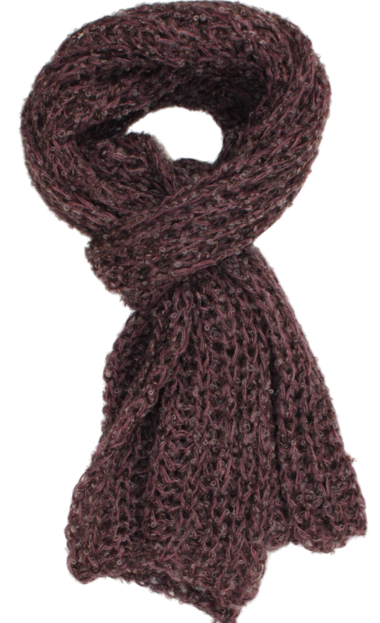 Megztas ilgas šalikas su vilna alyvinis rudas