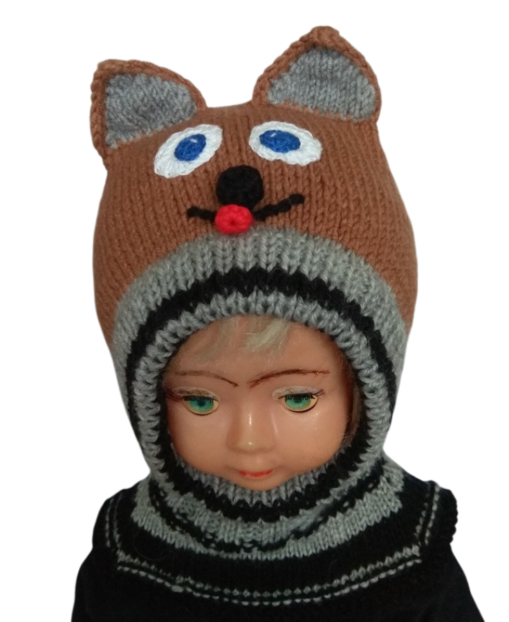 Megztas šalmukas vaikui Rudas Kačiukas 2-3 m.