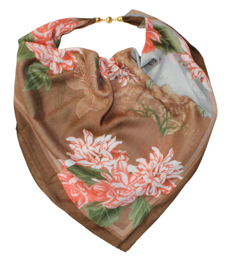 Medvilninė skarelė su magnetiniu užsegimu (70x70 cm) s1076