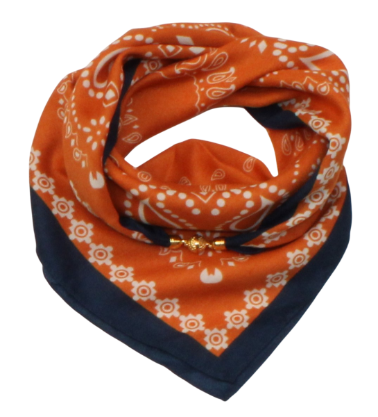 Medvilninė skarelė su magnetiniu užsegimu, oranžinė ruda s949