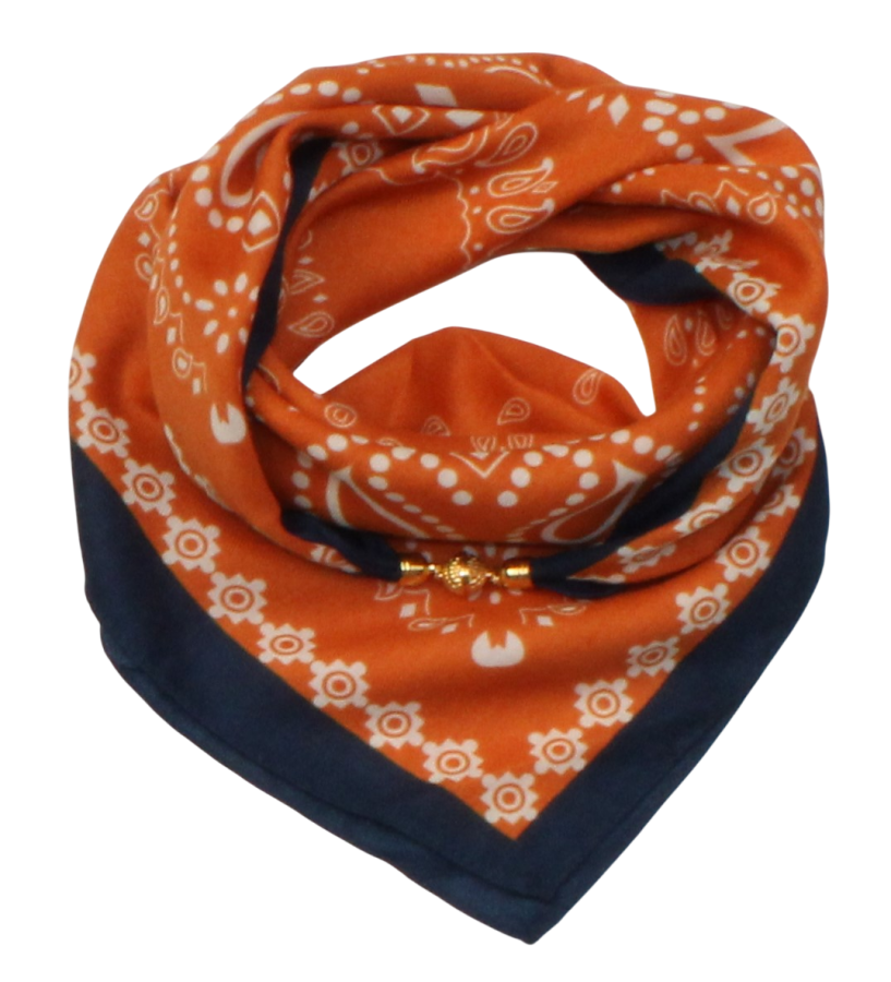 Medvilninė skarelė su magnetiniu užsegimu, oranžinė ruda s949