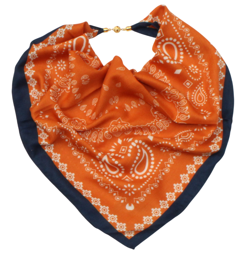 Medvilninė skarelė su magnetiniu užsegimu, oranžinė ruda s949