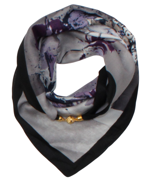 Cotton scarf with magnetic closure, dark purple