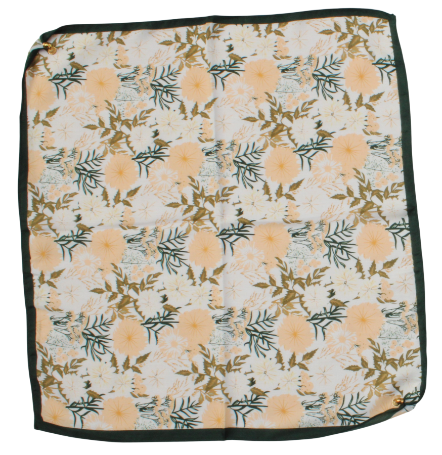 Medvilninė skarelė su magnetiniu užsegimu, žalia geltona s947