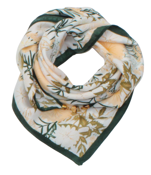 Medvilninė skarelė su magnetiniu užsegimu, žalia geltona s947