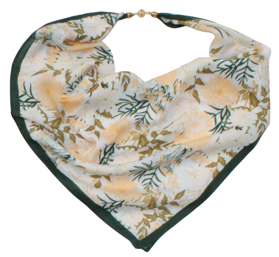 Medvilninė skarelė su magnetiniu užsegimu, žalia geltona s947