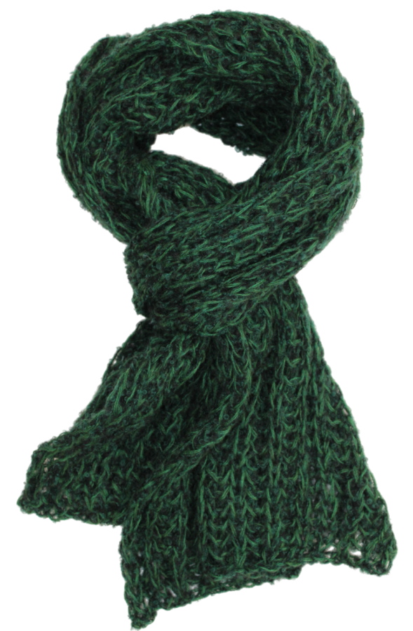 Megztas ilgas šalikas su vilna žalias