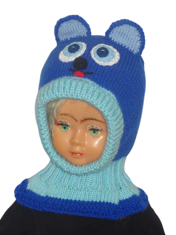 Megztas šalmukas vaikui Mėlynas meškiukas 3m.