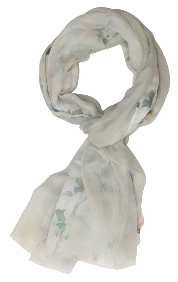Plonas mikštas pilkšvai žalias pereinančios spalvos šalikas S812