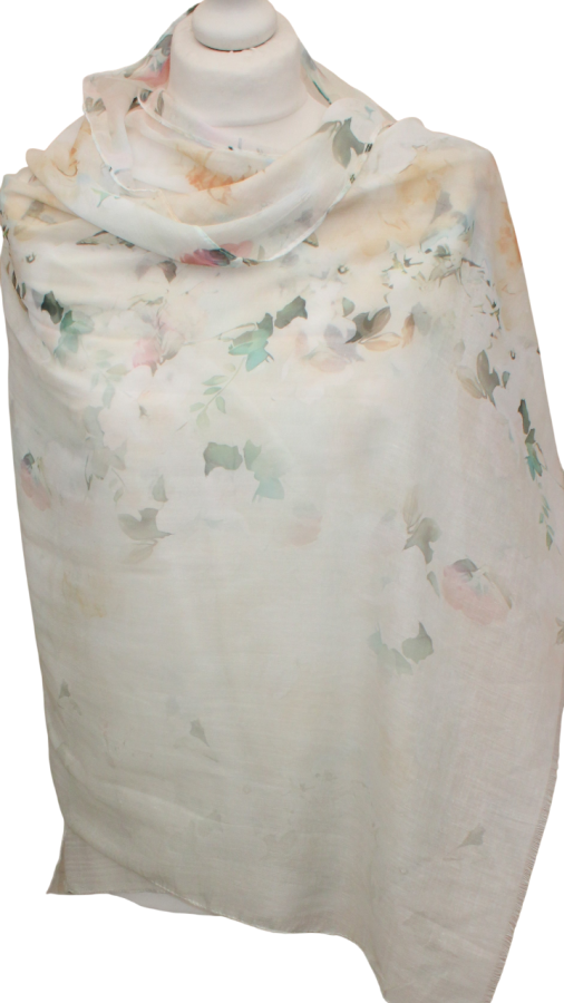 Plonas mikštas pilkšvai žalias pereinančios spalvos šalikas S812