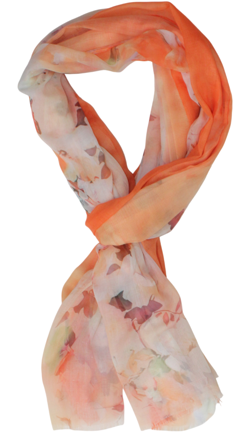 Plonas mikštas oranžinės pereinančios spalvos šalikas S814