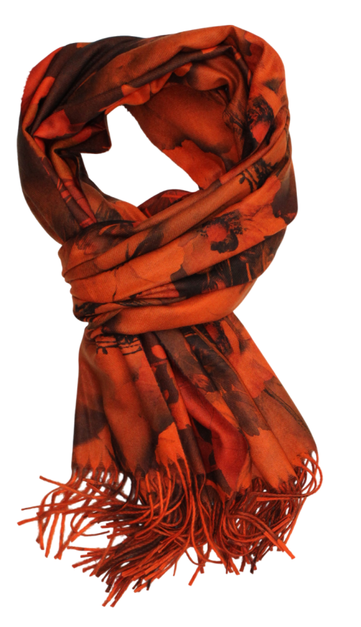 Oranžinis šiltas minkštas dvipusis šalikas s863