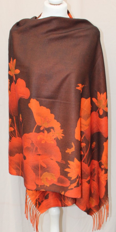 Oranžinis šiltas minkštas dvipusis šalikas s863