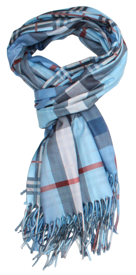 Pereinančios spalvos languotas mėlynas dvipusis šalikas s858