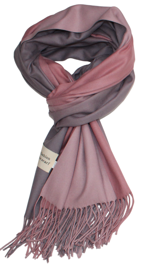 Pereinančios spalvos rožinis pilkas dvipusis šalikas s851