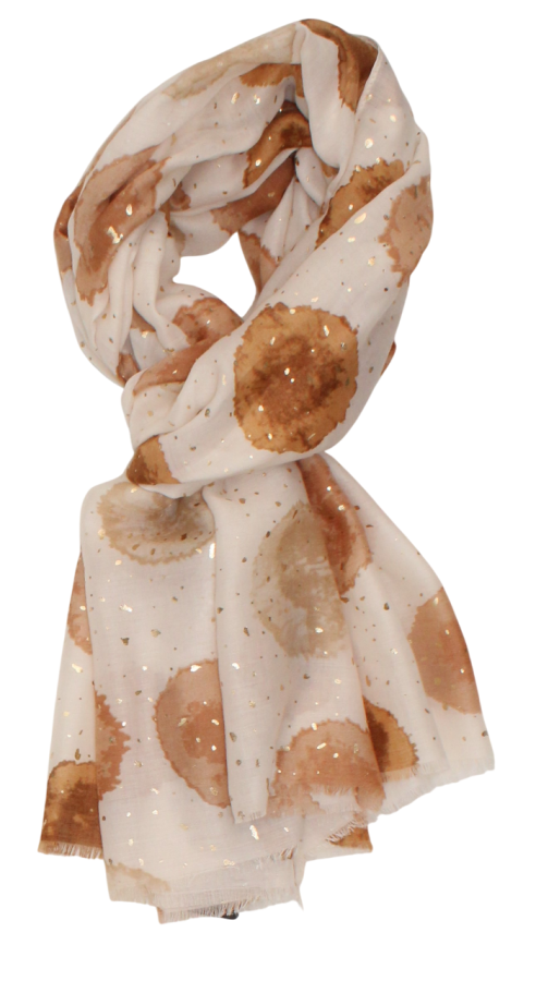 Plonas didelis baltas su rudais taškais šalikas s839 Plonas didelis baltas su rudais taškais šalikas s839