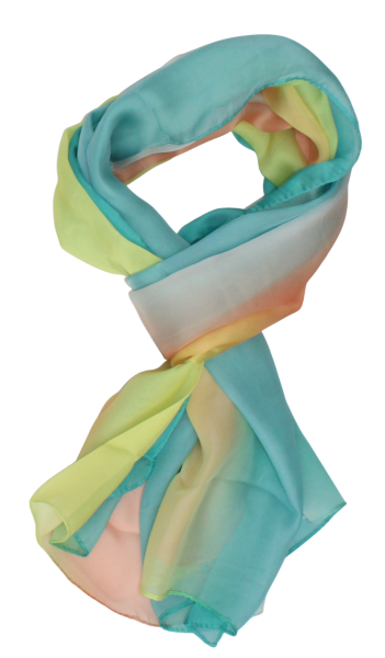 Plonas žaliai geltonas pereinantis šalikas s819