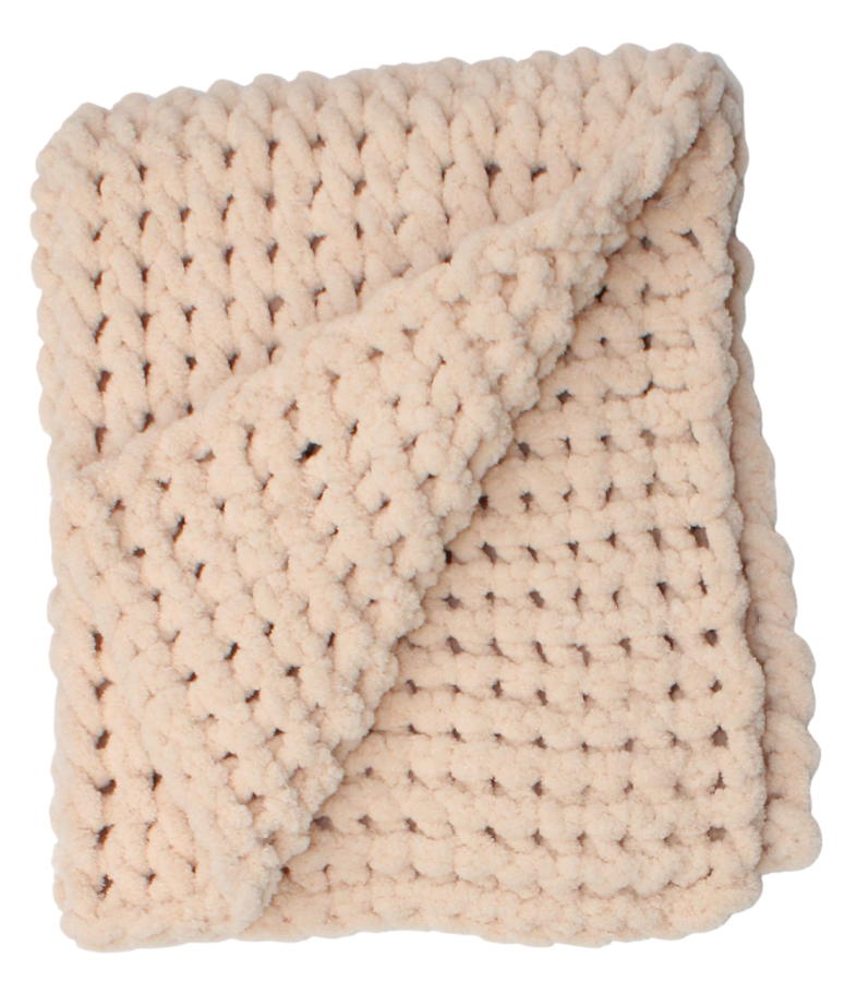 Rankomis megztas vaikiškas pledukas, smėlio spalvos 60 × 70 cm