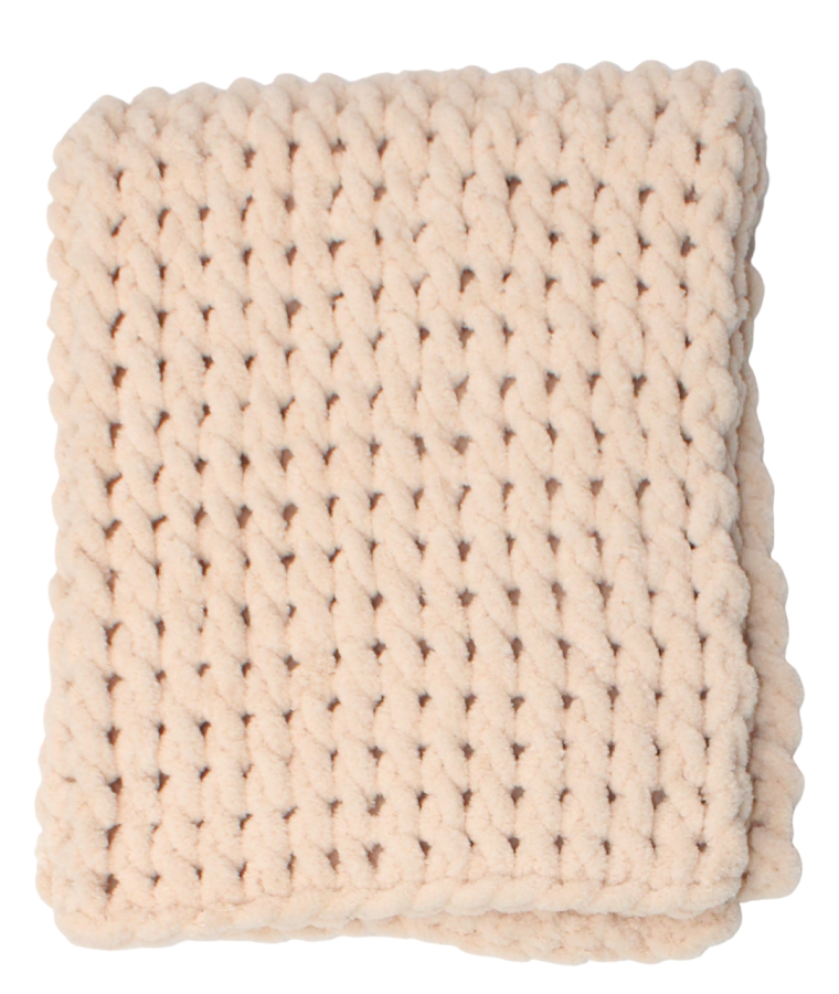 Rankomis megztas vaikiškas pledukas, smėlio spalvos 60 × 70 cm