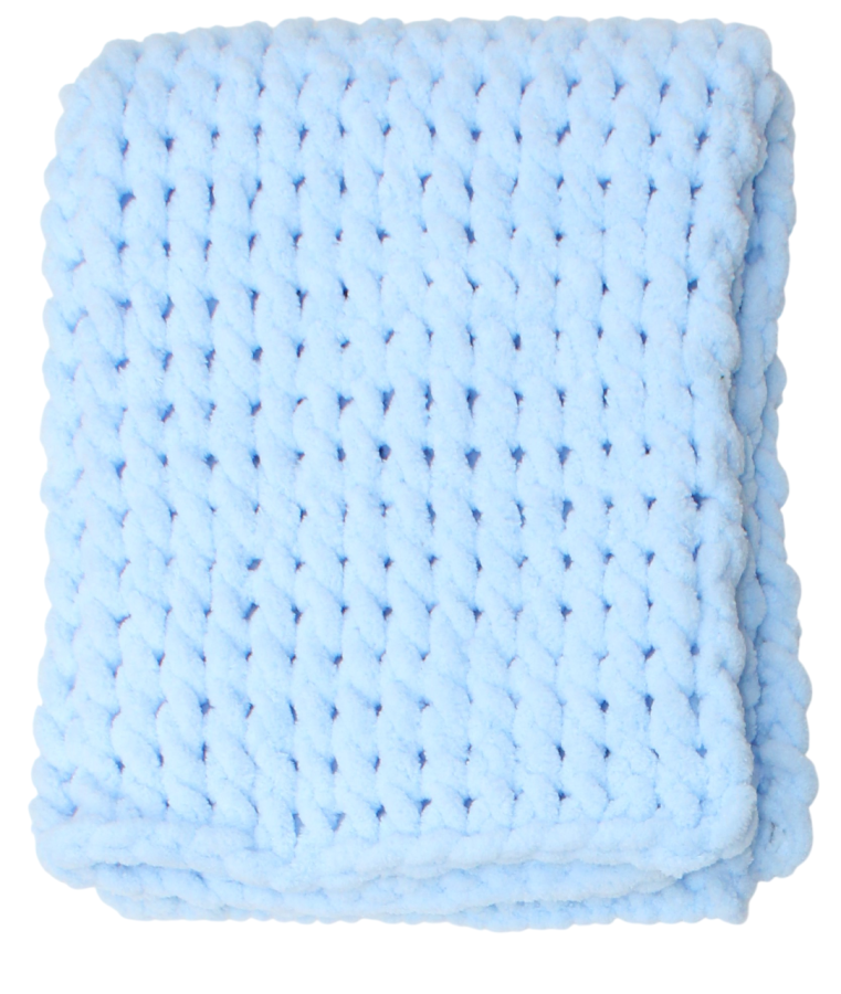 Rankomis megztas vaikiškas pledukas, žydras 60 × 70 cm