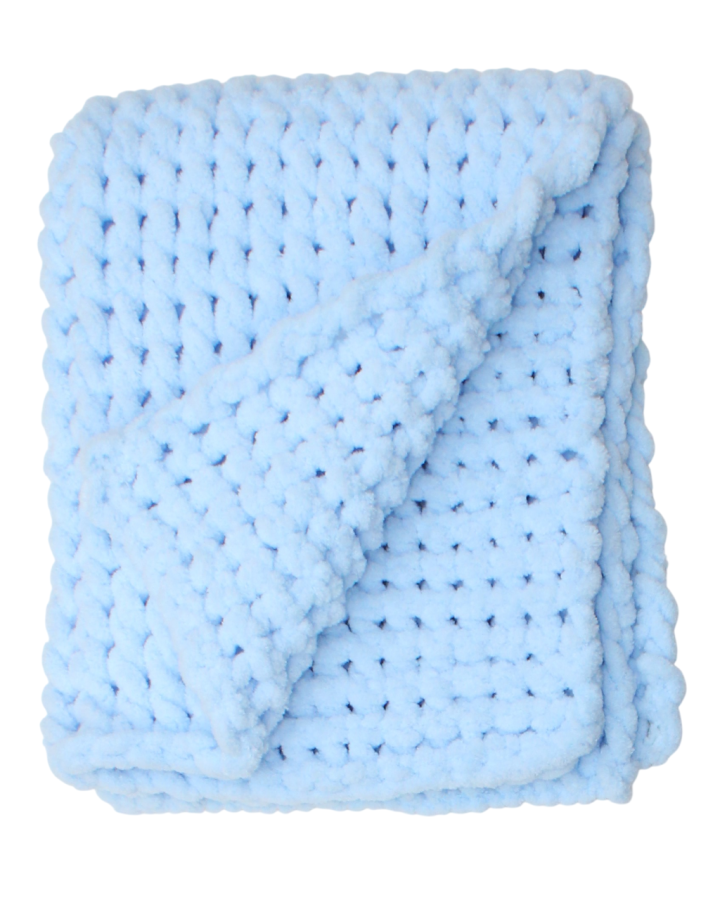 Rankomis megztas vaikiškas pledukas, žydras 60 × 70 cm