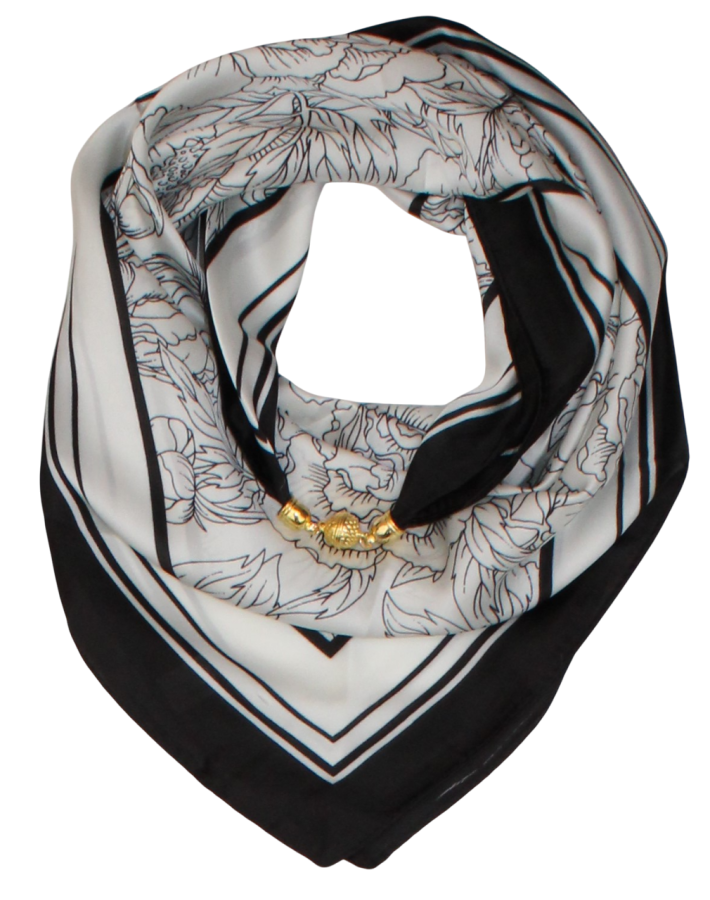 Skarelė su magnetiniu užsegimu juodai balta s810