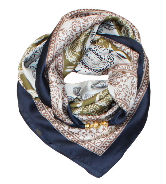 Silk scarf with magnetic closure 