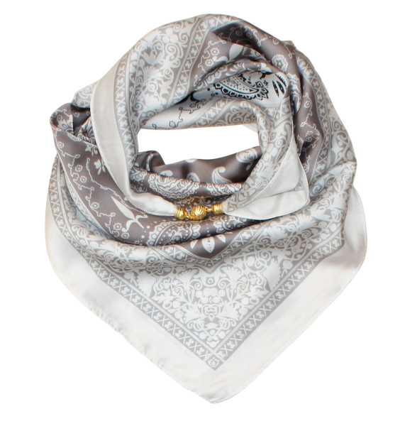 Silk scarf with magnetic closure 