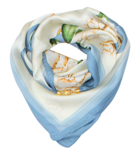 Silky soft scarf with rose pattern and magnetic closure (68x68 cm) s960