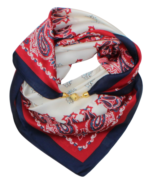 Silk-effect scarf with Paisley pattern and magnetic closure (68x68 cm) s961