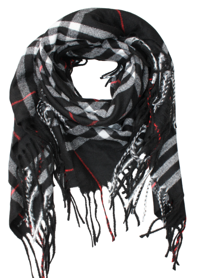 Šilta juoda juostuota skara moterims s899