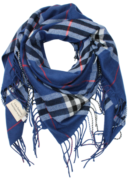 Šilta mėlyna juostuota skara moterims s896