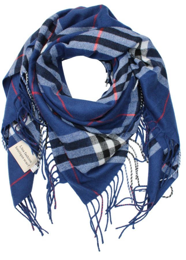 Šilta mėlyna juostuota skara moterims s896