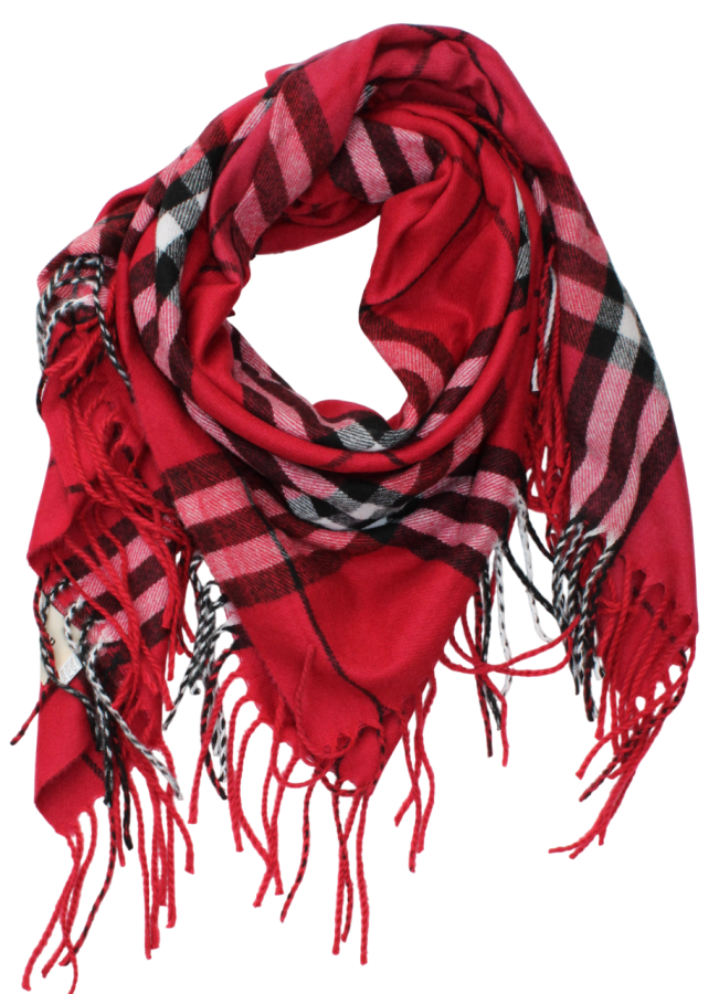 Šilta raudona juostuota skara moterims s897