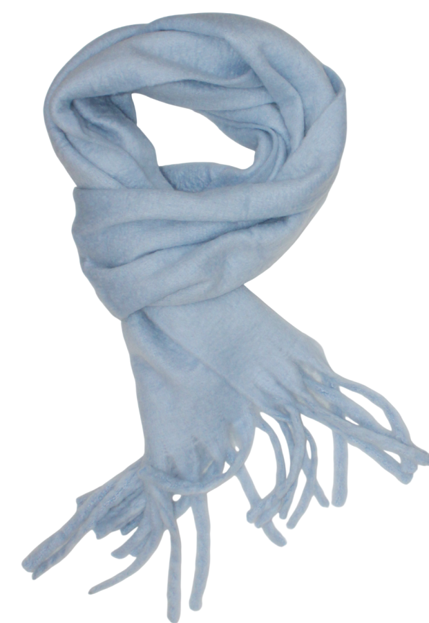 Storas pūkuotas mėlynas šalikas