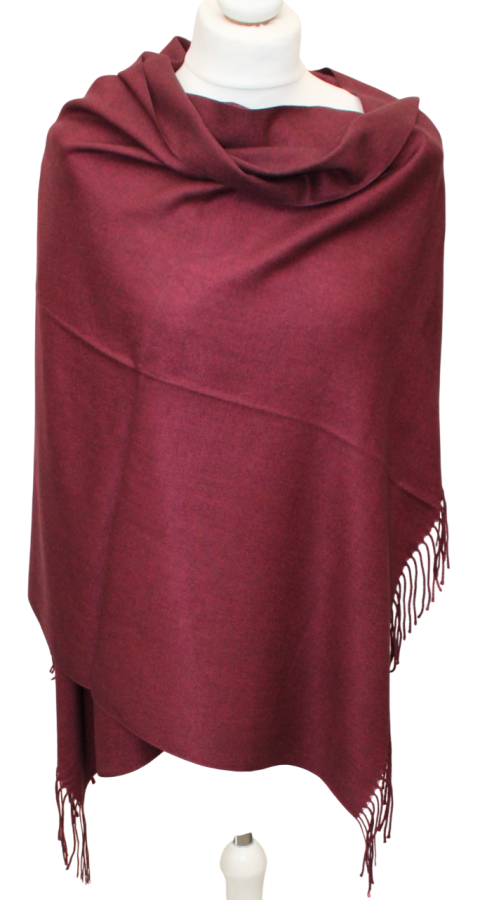 Tamsiai raudonas vidutinio storumo šalikas  s894