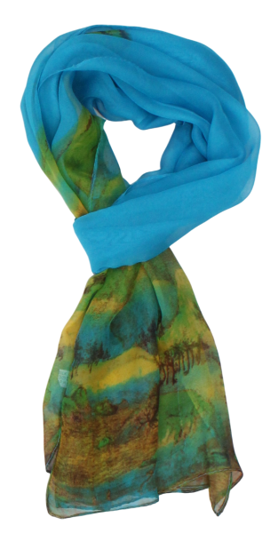 Plonas žalias mėlynas šalikas s834