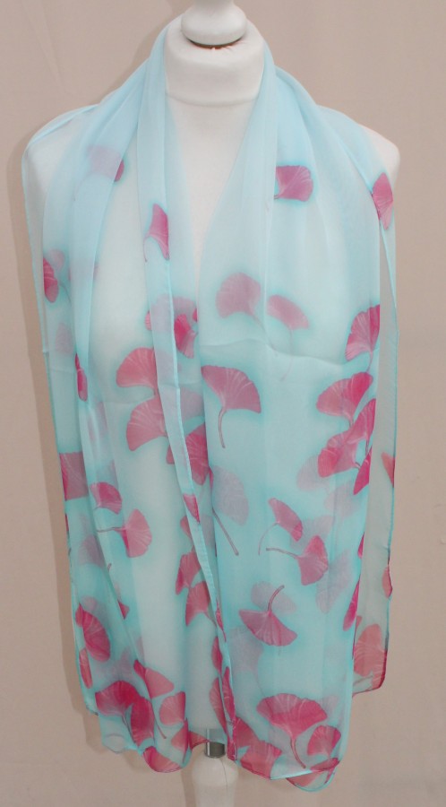 Plonas žydras rožinis šalikas s835