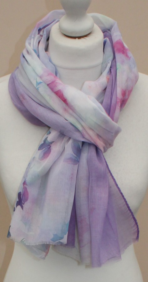 Plonas mikštas violetinis pereinančios spalvos šalikas S815