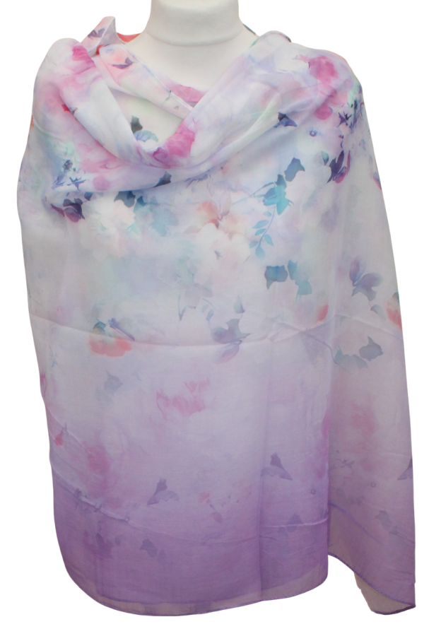 Plonas mikštas violetinis pereinančios spalvos šalikas S815