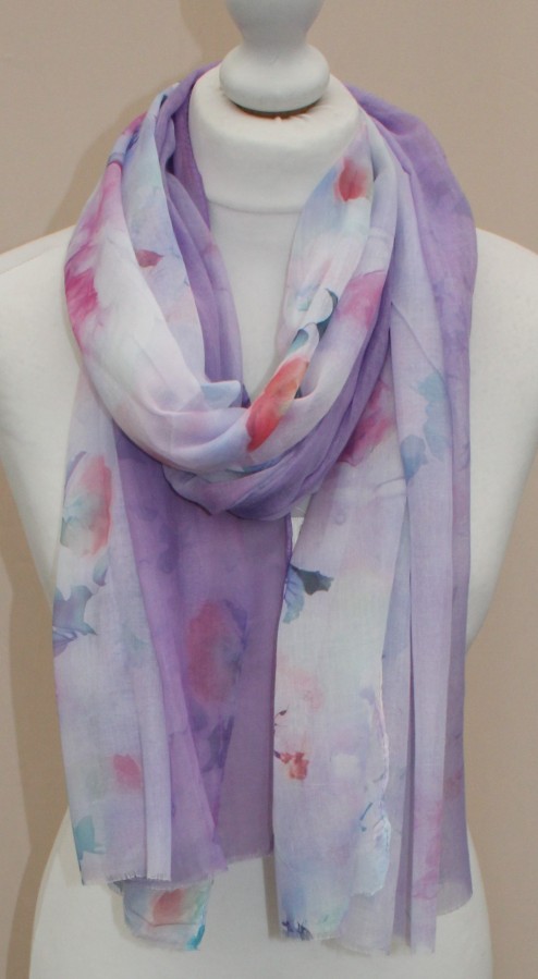 Plonas mikštas violetinis pereinančios spalvos šalikas S815