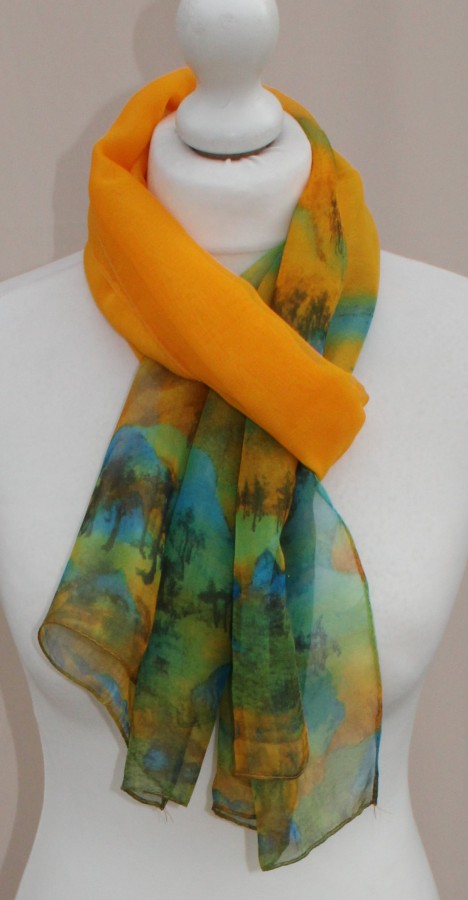 Plonas geltonas žalias šalikas s837