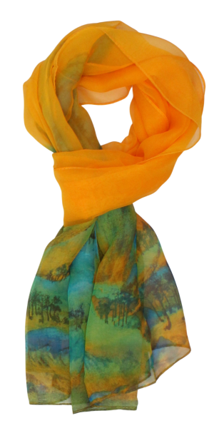 Plonas geltonas žalias šalikas s837