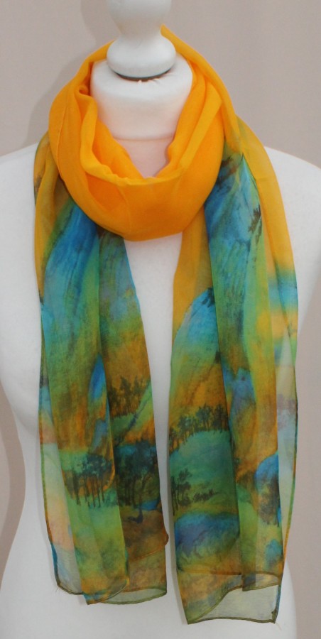 Plonas geltonas žalias šalikas s837