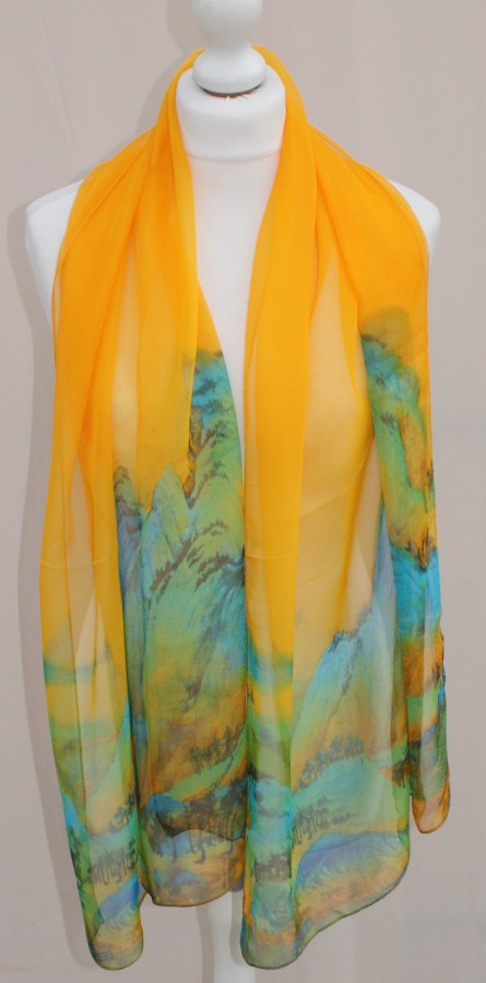 Plonas geltonas žalias šalikas s837