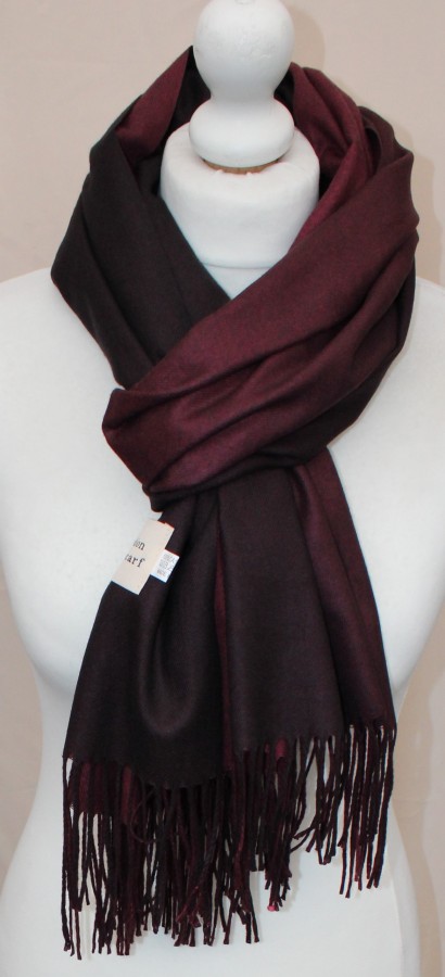 Pereinančios spalvos tamsiai raudonas dvipusis šalikas s844