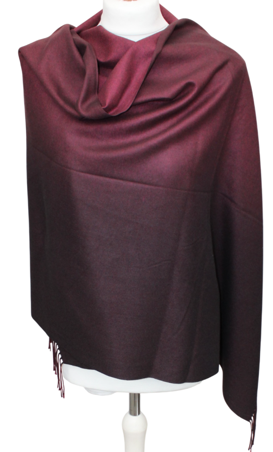 Pereinančios spalvos tamsiai raudonas dvipusis šalikas s844