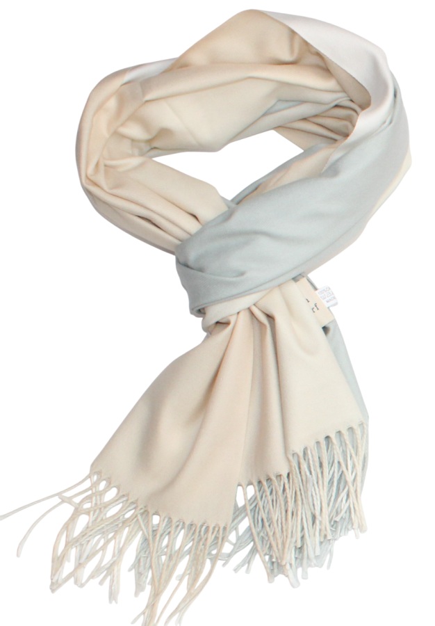 Pereinančios spalvos žalsvai gelsvas dvipusis šalikas s846